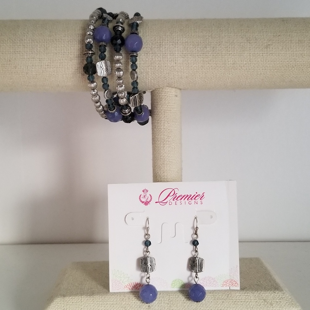 Premier Designs Denim Bracelet and Earrings